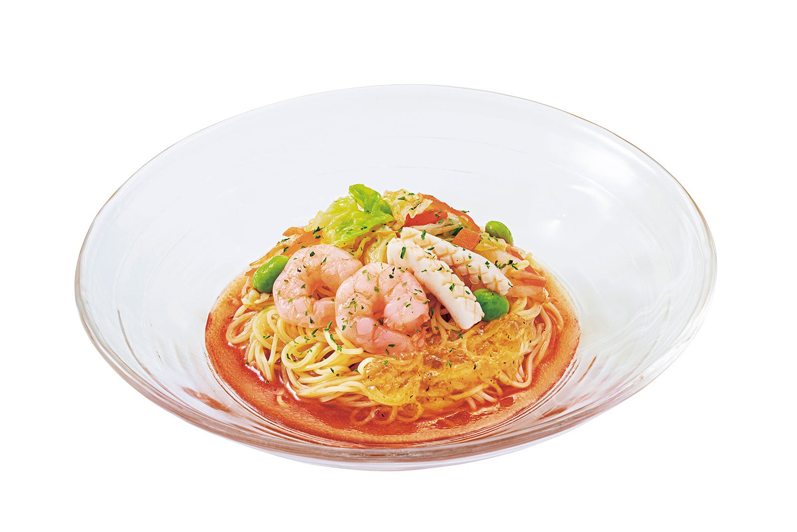 トマト海鮮野菜涼風麺 レモンジュレ添え（提供写真）