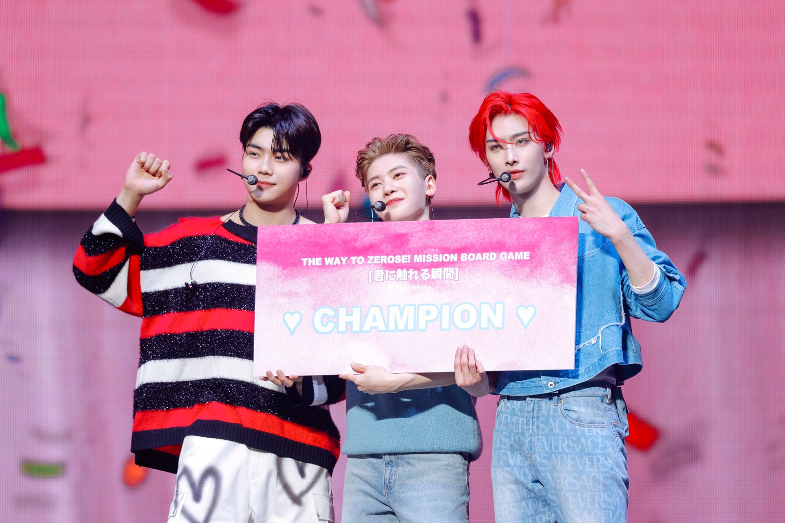 ゲームで優勝したパク・ゴヌク、ソク・マシュー、リッキー／上山陽介（C）WAKEONE／LAPONE Entertainment