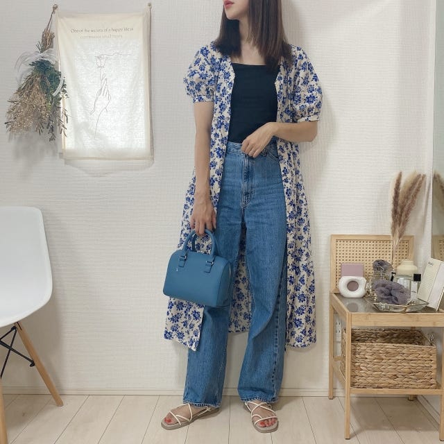 ワンピース GU ティアードワンピース GU デニム コーデ