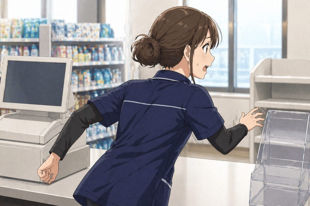 客を引き止めようとする店員のイメージ