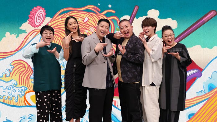 (左から)近藤春菜、みちょぱ(池田美優)、チョコレートプラネット(長田庄平、松尾駿)、大橋和也、柴田理恵(C)カンテレ