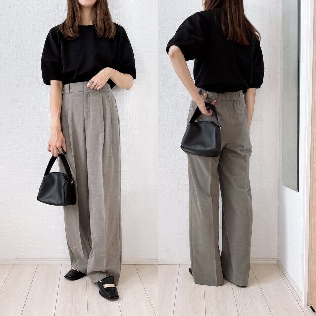 GU　タックワイドパンツ　コーデ