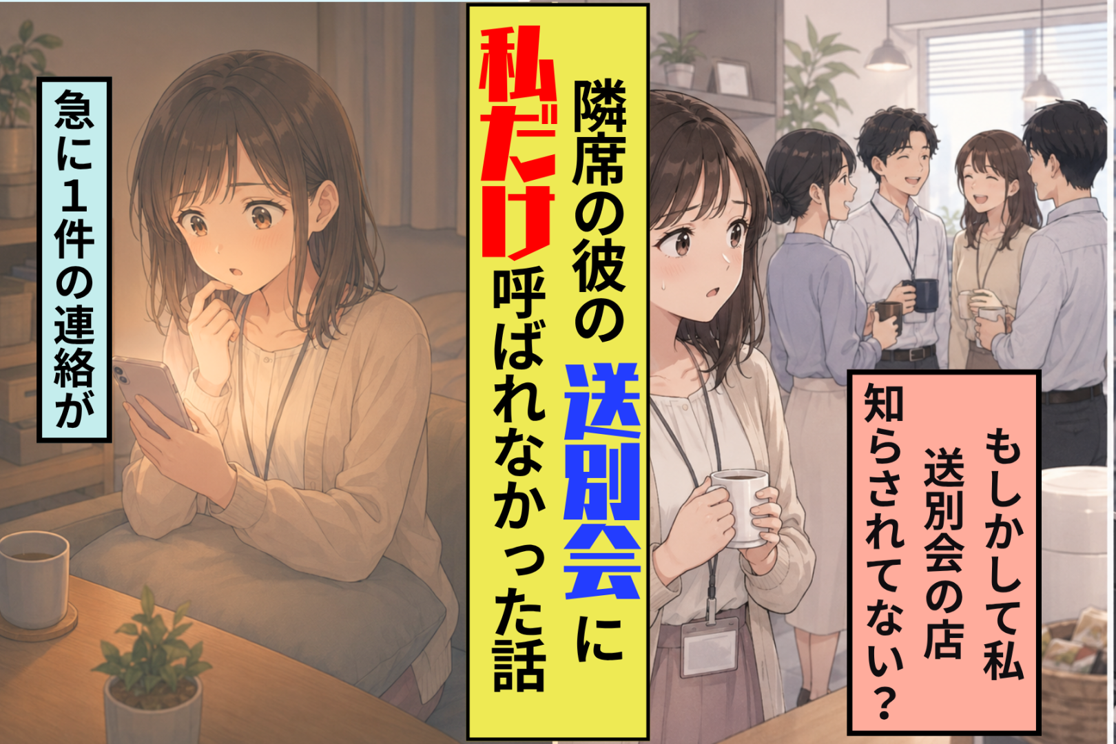 職場の彼が私にだけ送別会の場所を教えなかった。傷ついた私が下した決断