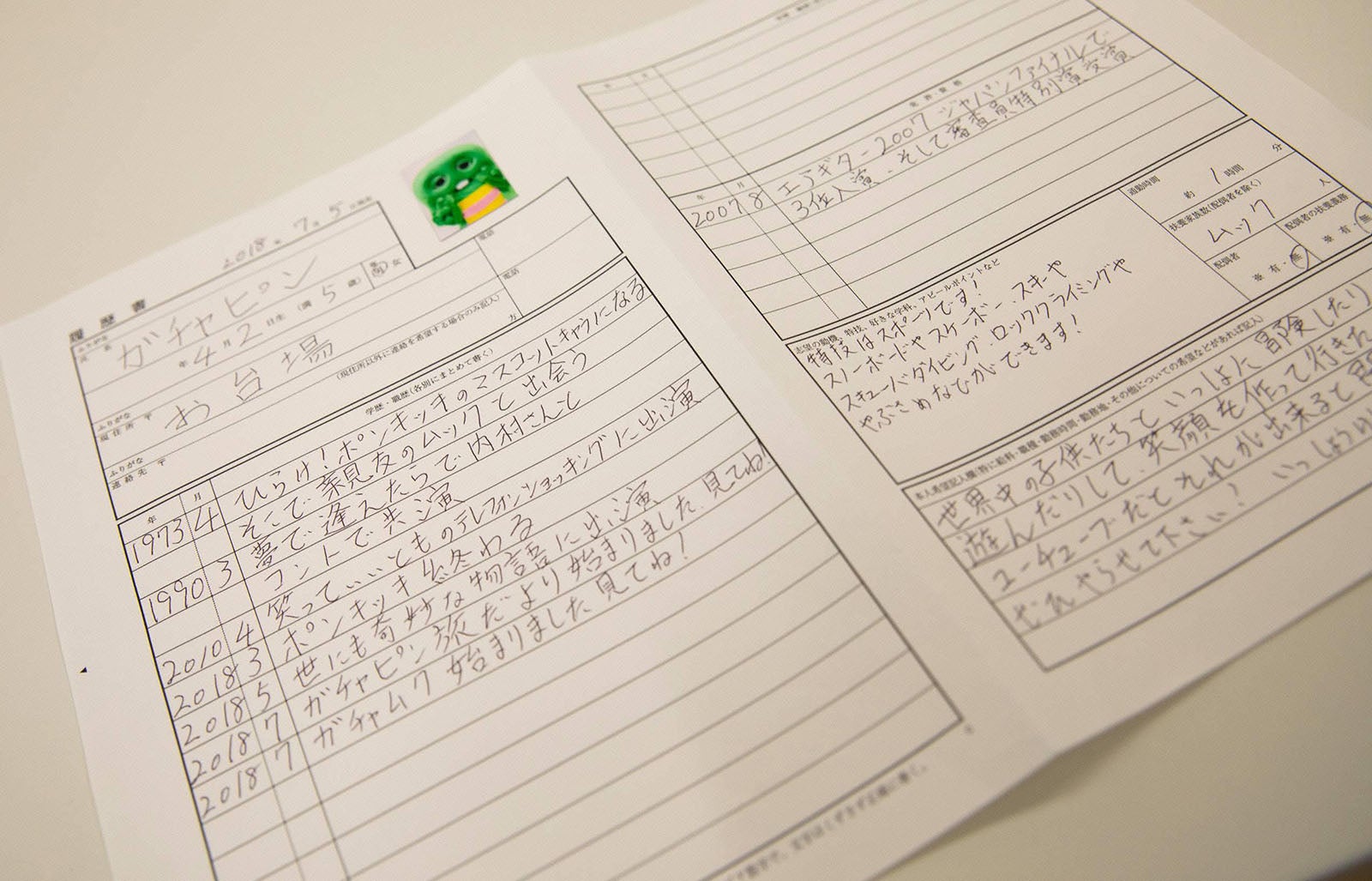 ガチャピンの履歴書（C）フジテレビ