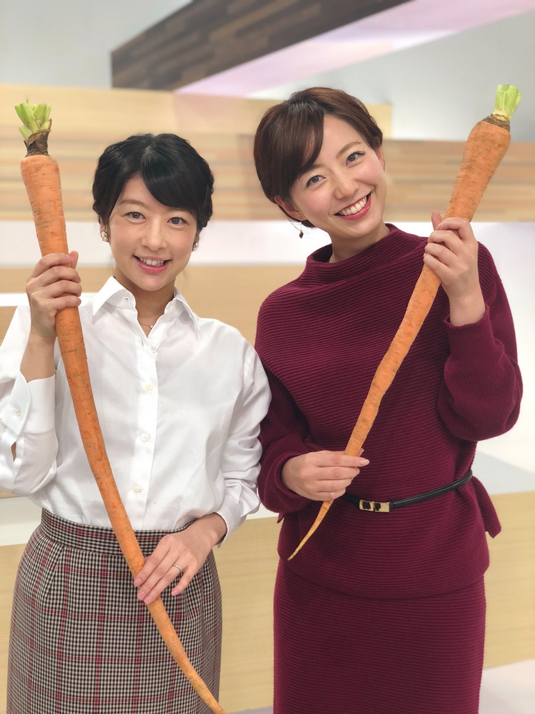 この日はエンドコーナーで珍しい人参をとりあげました！／内田嶺衣奈アナウンサー（提供写真）