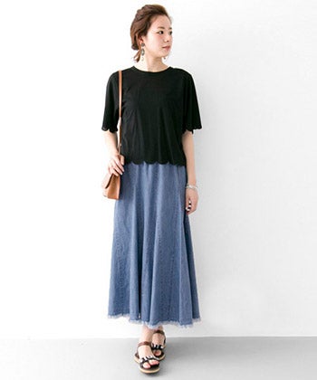 フリンジデニムマキシスカート「URBAN RESEARCH」6,804円（税込）／画像提供：【楽天市場】URBAN RESEARCH ware house