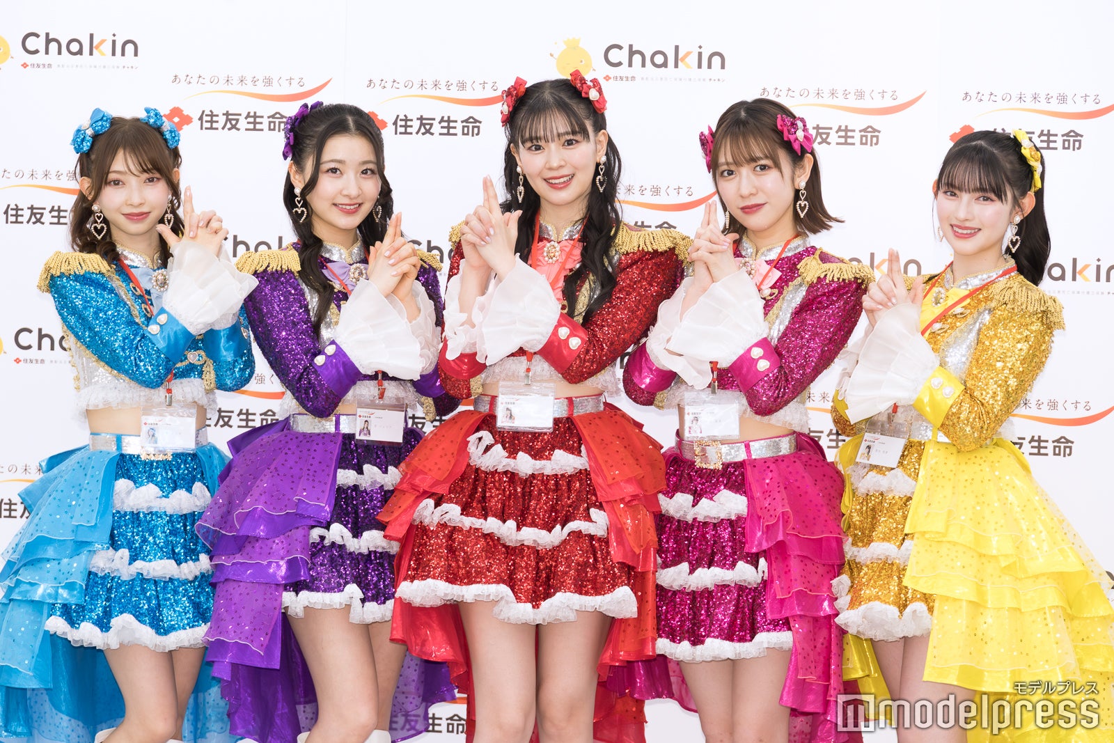 （左から）辻野かなみ、杏ジュリア、坂井仁香、小泉遥香、菅田愛貴（※吉川ひよりは欠席）／超ときめき宣伝部（C）モデルプレス