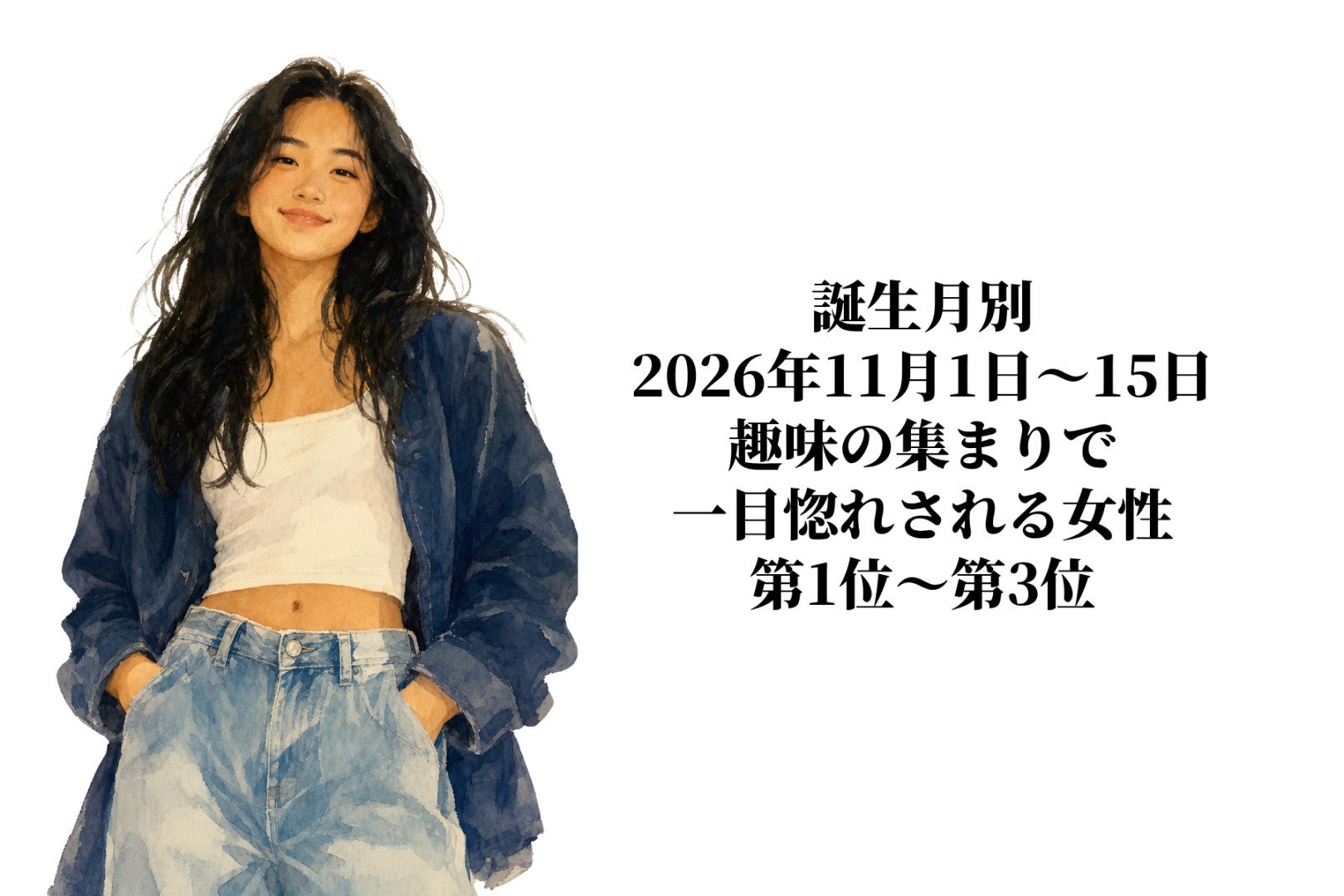 【誕生月別】2026年11月前半、趣味の集まりで一目惚れされる女性ランキング＜第１位～第３位＞
