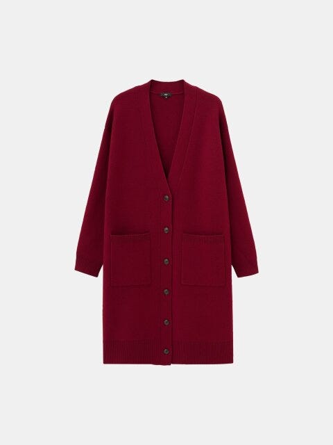 2025冬plst女性おすすめウールコットンブレンドロングカーディガン