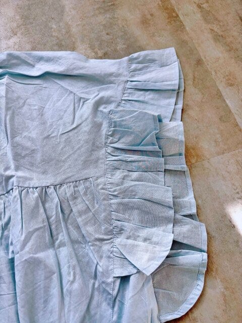 coca　ガーゼ袖フリルブラウス　LT.BLUE　袖部分