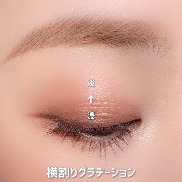 メイク　メイク方法　メイク法　基本　基礎　お手本　howto　tips　やり方　コツ　ポイント　アイメイク　目元　目もと　アイシャドウ　塗る範囲　どれくらい塗る　グラデーション　横割り