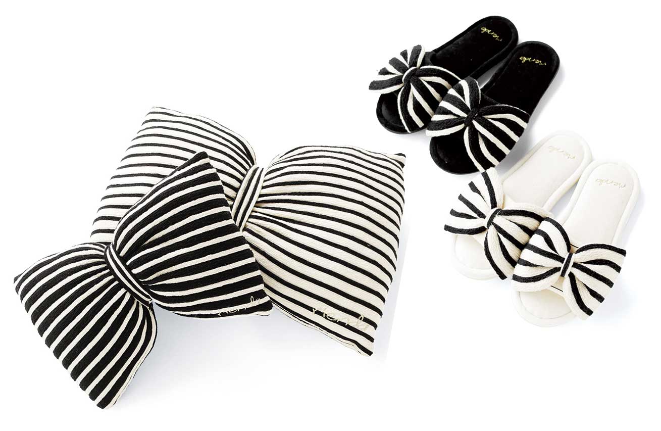リボンクッションセット、リボンルームスリッパセット
