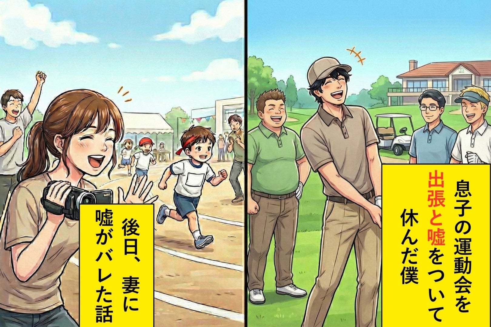 息子の運動会を出張と嘘をついて休んだ僕→後日、妻に見られた写真で全てがバレた話