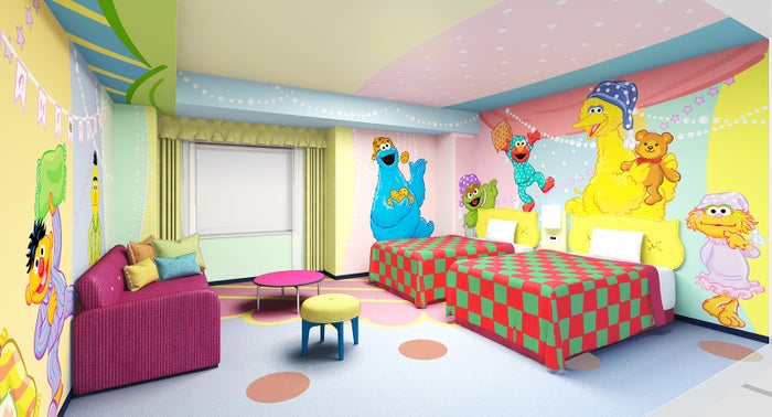 「セサミストリート・パジャマパーティ・ルーム」部屋タイプ:ファミリールーム/画像提供:ユー・エス・ジェイ