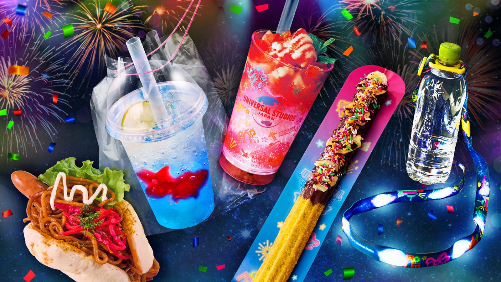 USJ、夏の“夜祭り”新グルメ公開 金魚サイダー、チョコバナナチュリトスなど遊び心溢れるメニュー
