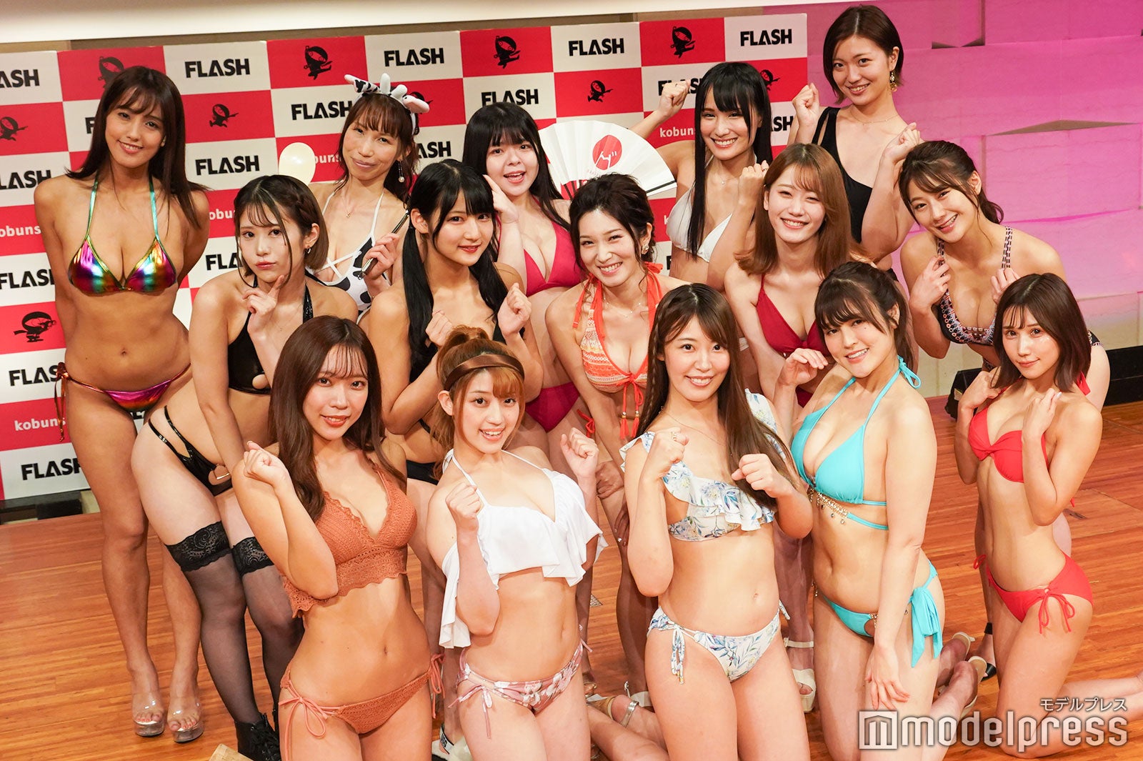 「ミスFLASH2022」ファイナリスト、水着でお披露目 プロレスラー・アイドル・Uber配達員ら15名