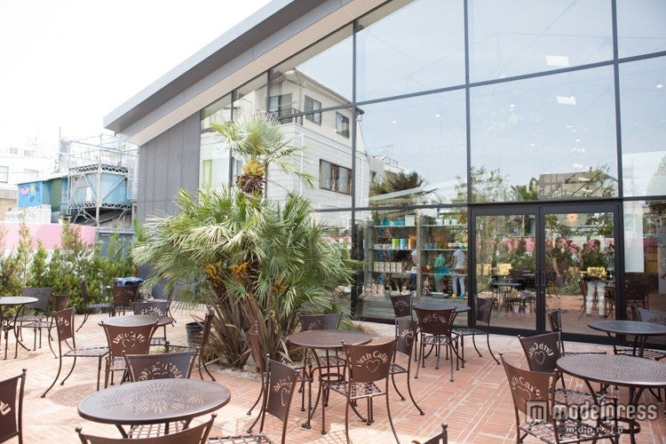 外にはテラス席も