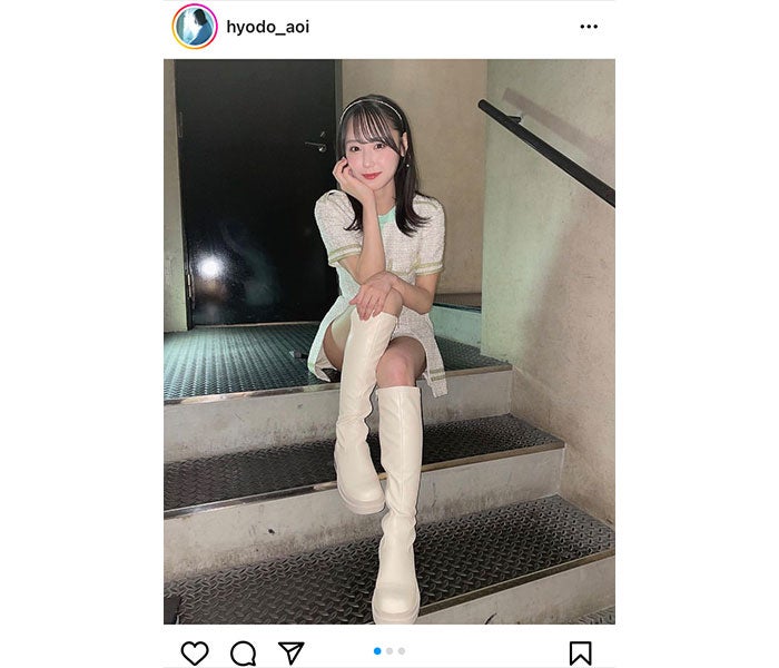 STU48・兵頭葵、ミニ丈衣装で魅せる脚線美に注目「爽やか可愛い」「近