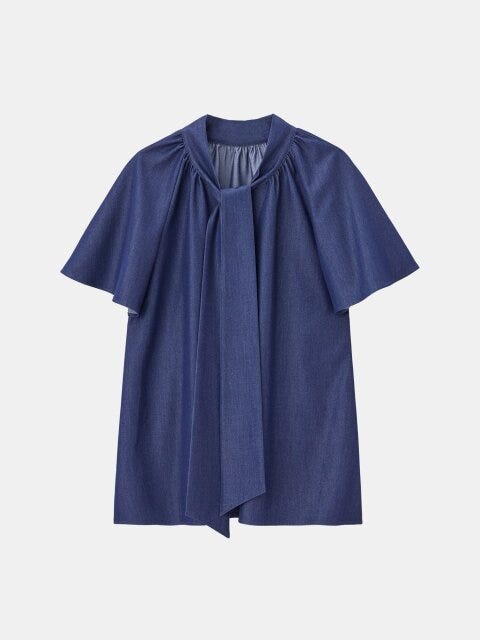 PLST シャンブレーボウタイシャツ PLSTのシャンブレーボウタイシャツ