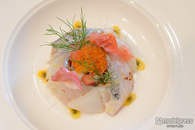 アオリイカとシマアジのマリネサラダ マスタードドレッシング