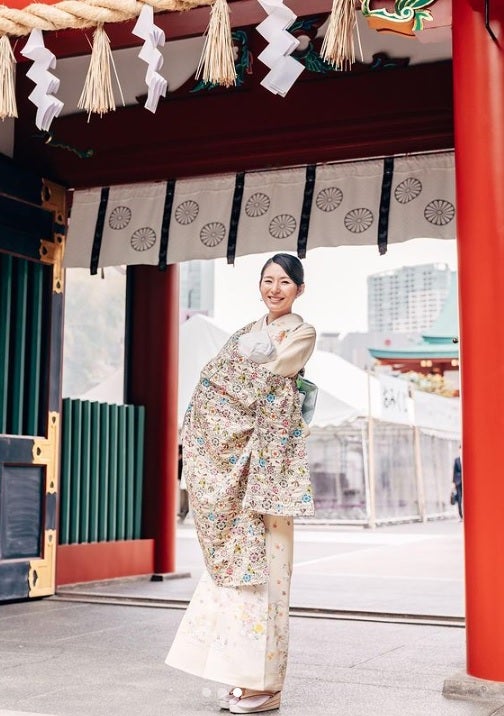 第1子出産の“初代バチェロレッテ”福田萌子、着物姿でお宮参りへ 親子ショットに反響