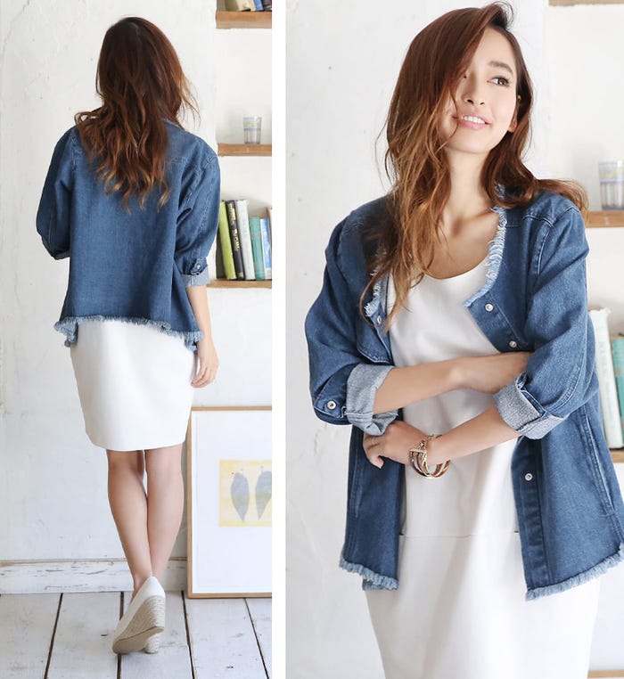 ノーカラー・デニムジャケット「LuzLlena」4,470円(税込)/画像提供:LuzLlena