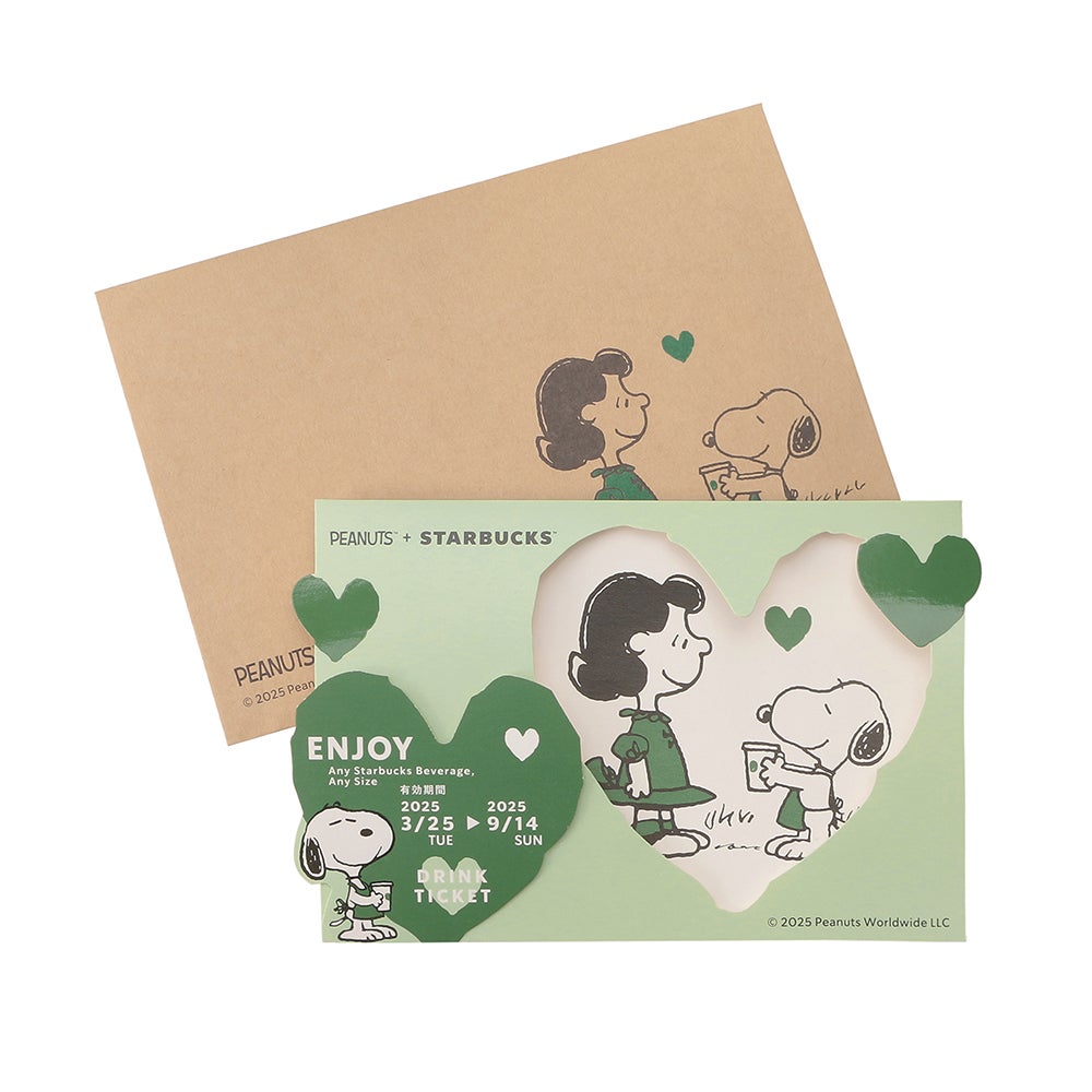 PEANUTS ビバレッジカード ハートウィンドウ¥900（C）2025 Peanuts Worldwide LLC