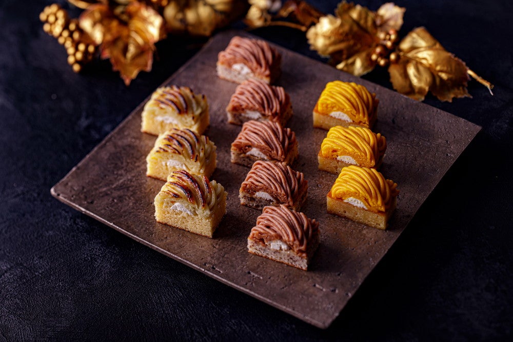 写真左：スイートポテトのモンブラン 中央：栗のモンブラン 右：かぼちゃのモンブラン／画像提供：ニュー・オータニ