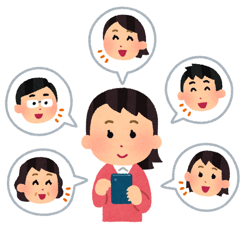 SNSをやる人のイラスト(女性)