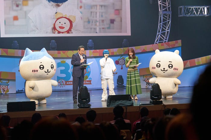 ハチワレ、三宅正治アナウンサー、yama、井上清華アナウンサー、ちいかわ(提供写真)