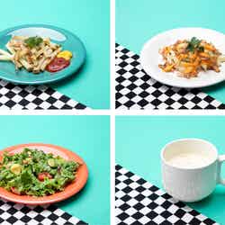 <セットメニュー>A,フライドポテトセット、B,チーズ&ベーコンポテトセット、C,サラダセット、D,クラムチャウダーセット(C)TRUZ