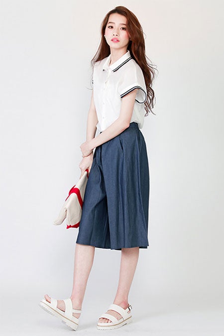 ミモレ丈デニムガウチョパンツ「salus」3,132円（税込）