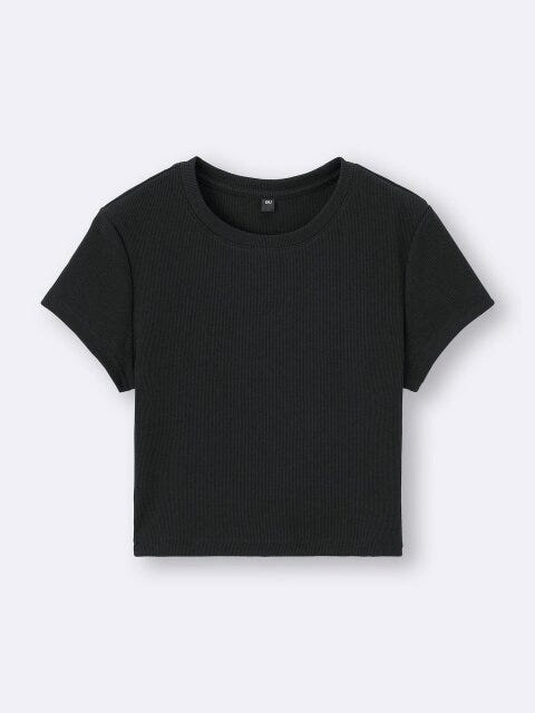 リブミニT 2025春夏guレディース黒990円リブミニT