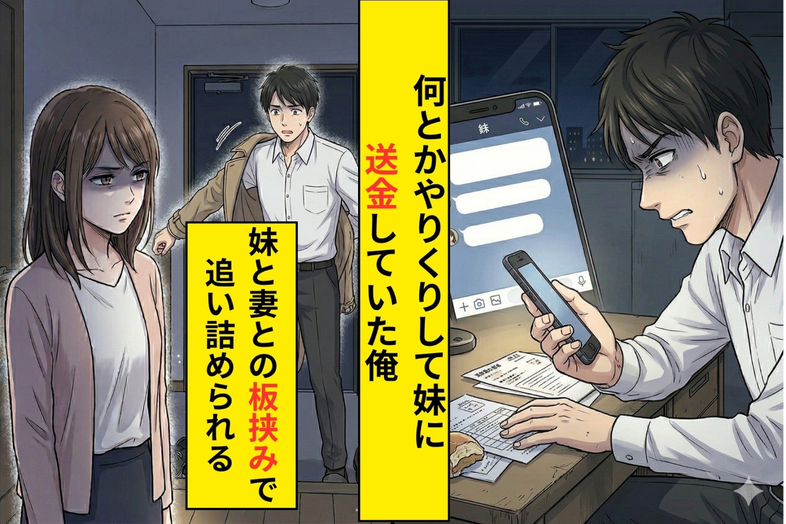 妻に「事故でお金がいる」と嘘をついた日→帰宅して聞いた「会社に電話したよ」の一言が、逃げ道を全部塞いだ