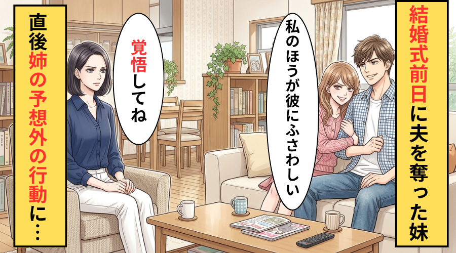「私のほうがふさわしい」式前に夫を奪う妹！？だが姉が次の瞬間とった行動に…妹「別によくない？」