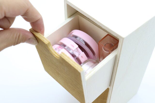 2段引き出し木製収納　コスメ収納