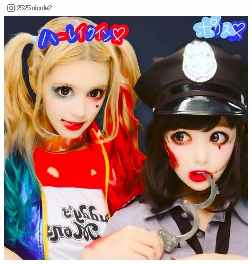 紗蘭(左)とのハロウィンプリクラ/藤田ニコルInstagramより