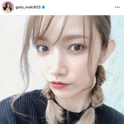 後藤真希 くるりんぱヘア 秋っぽコーデ公開し反響 髪型可愛い 2つ結び大好き モデルプレス