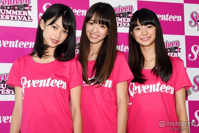 「ミスセブンティーン2014」（左より）樫本琳花、横田真悠、川津明日香