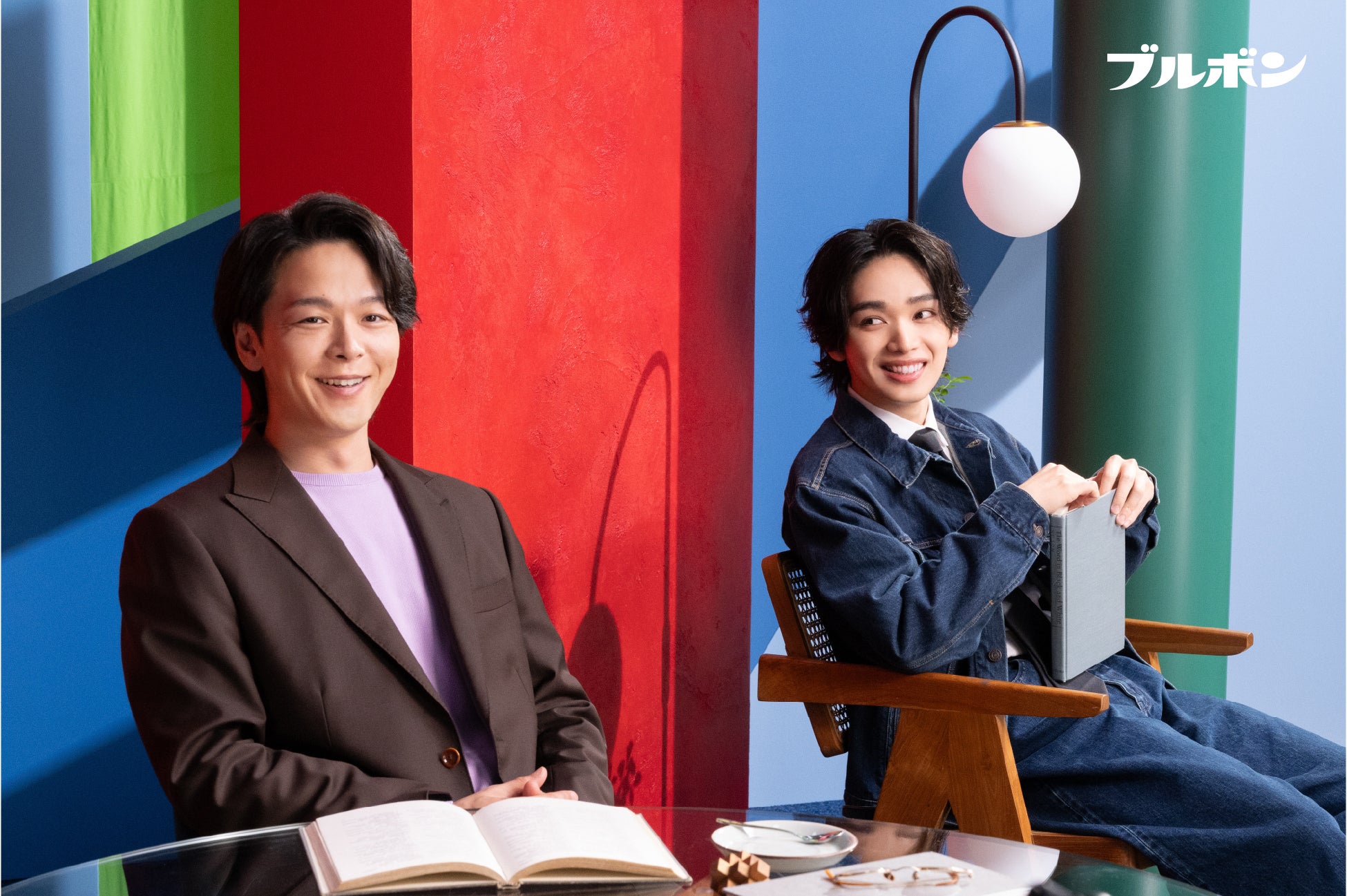 中村倫也、宮世琉弥／ブルボン新TV CM「カラフルビスケット」篇メイキング（提供写真）