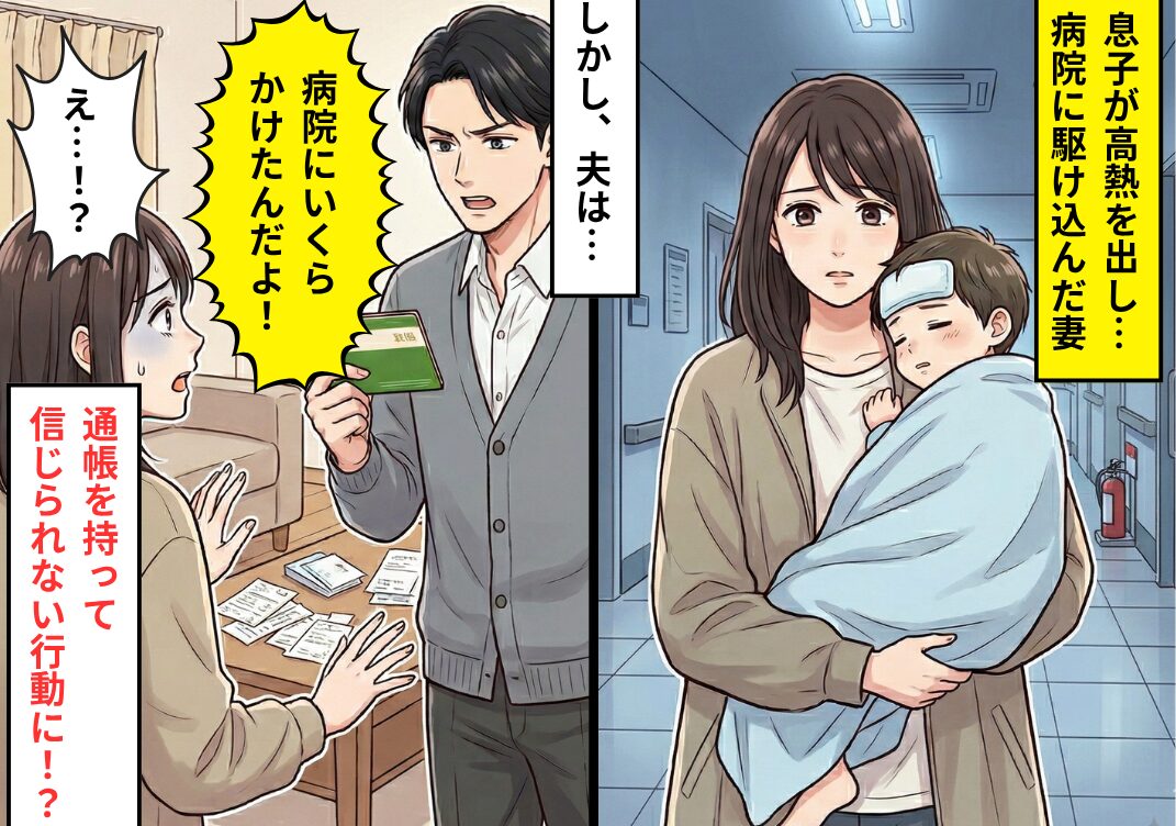 息子が40℃の高熱…夜間救急「すぐ受診を」必死に対応する妻だが⇒【通帳】を持ち出した夫の「一言」に…絶句！？
