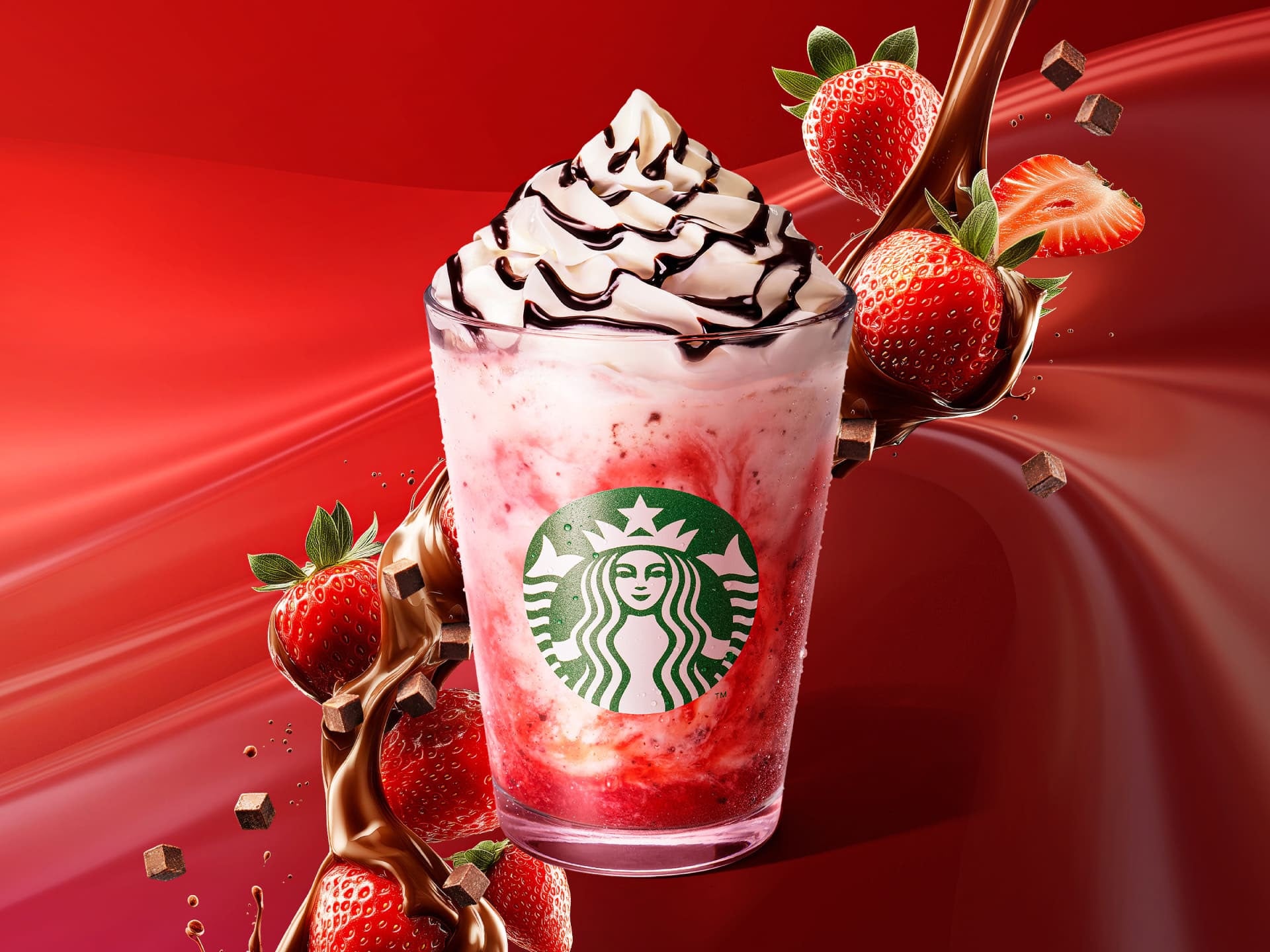 「イチゴ チョコレート フラペチーノ」（提供写真）