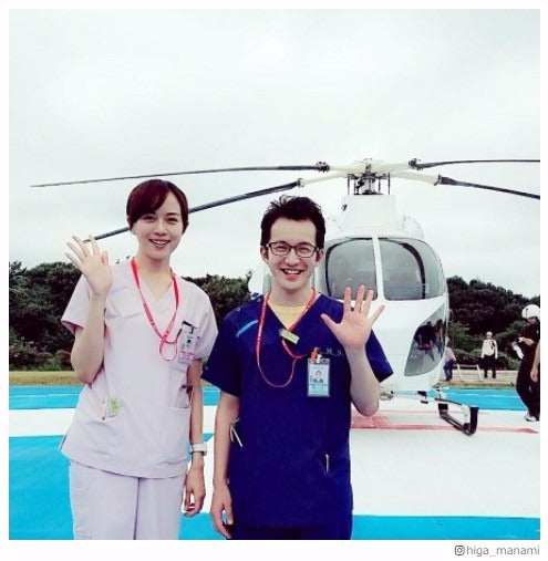 比嘉愛未「コード・ブルー」藤川＆冴島コンビ2ショット披露　浅利陽介バースデーを祝福