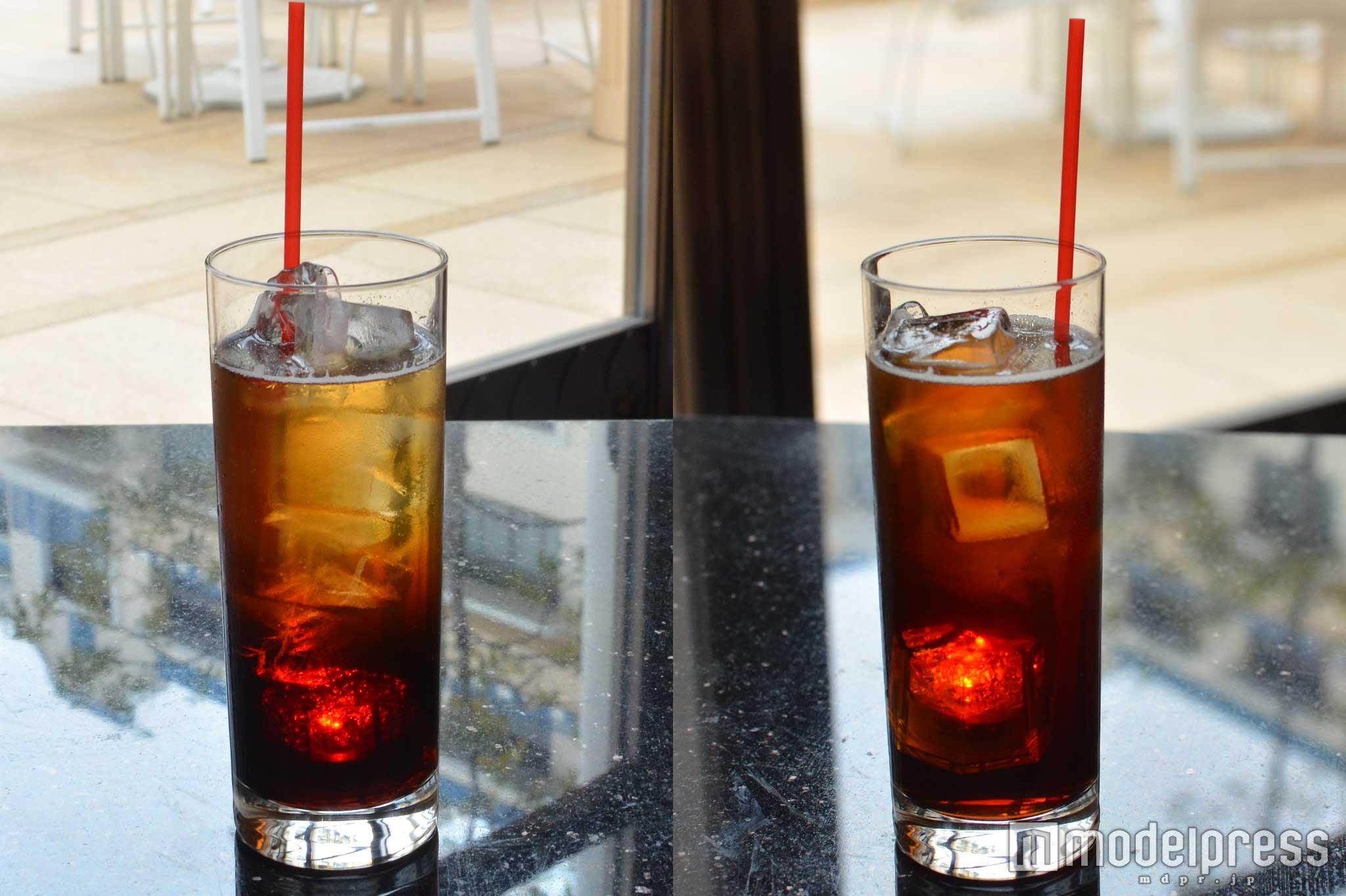 かき混ぜる前（左）とかき混ぜた後（右）のダークサイド￥1300（C）モデルプレス