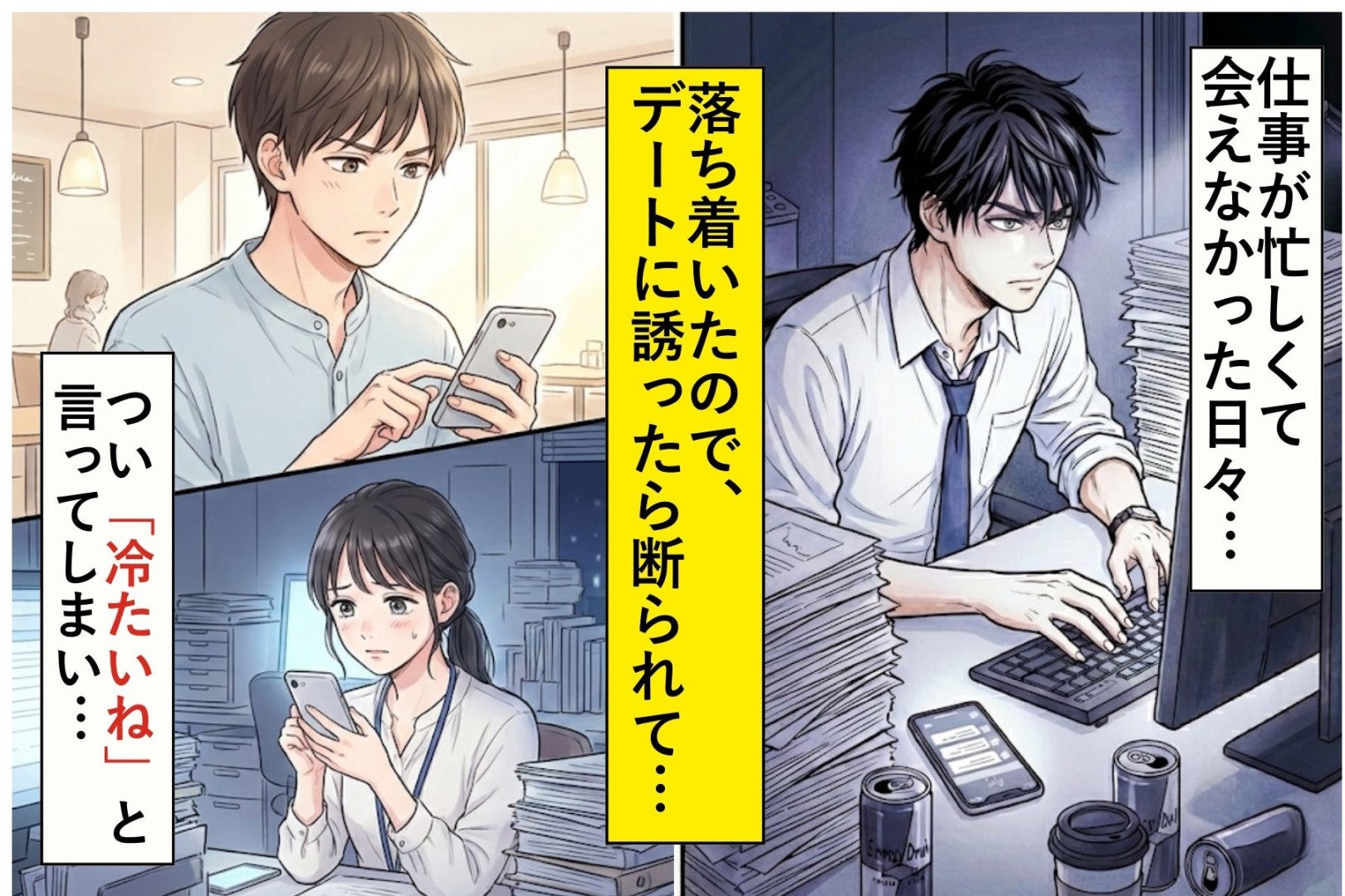 会えなかった３か月を取り戻したくて焦った俺→デートに誘っても断られるので、つい「冷たいね」と言ってしまい...