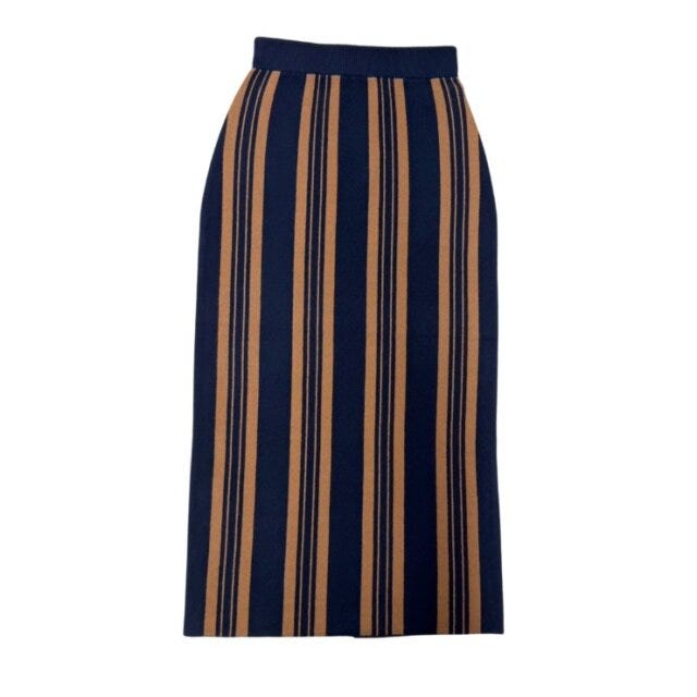 2025冬しまむら女性おすすめストライプナロースカート