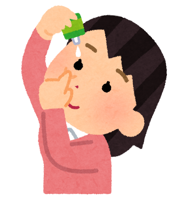 目薬をさす人のイラスト(あっかんべー)