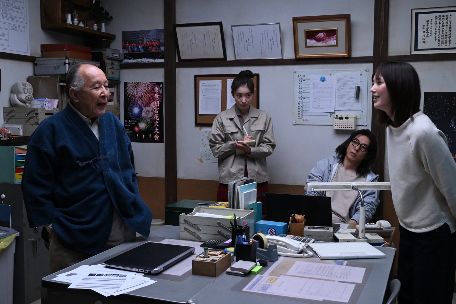 橋爪功、宮本茉由、高橋一生、本田翼「6秒間の軌跡～花火師・望月星太郎の2番目の憂鬱」第7話より（C）テレビ朝日