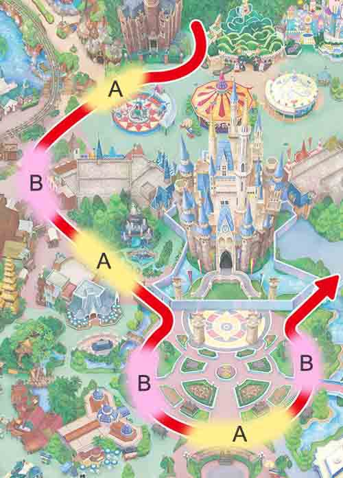 パレードルート上の停止位置（イメージ） （C）Disney