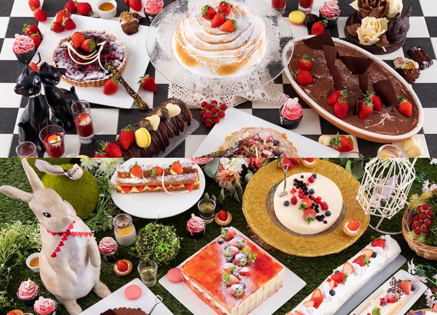 沖縄ヒルトンでいちごデザートビュッフェ、バレンタイン&ガーデンパーティがテーマ